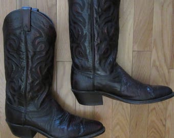 Vintage Dan Post Black Reptile Skin Cowboy Boots