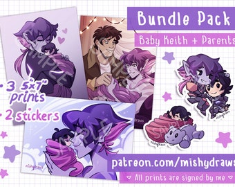 Baby Keith + Parents Art Print / Sticker Bundle Pack