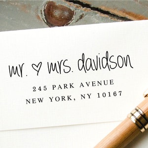 Self Inking Address Stamp, Custom Rubber Stamp, Personalized Stamp, Return Address Stamp: New Couple, Engagement, Wedding Gift
