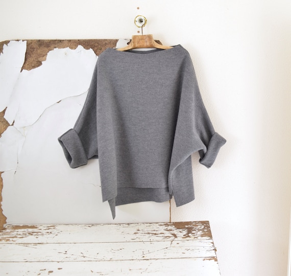 Byloom and Hyde Grey Boiled Wool Tunic Sweater.