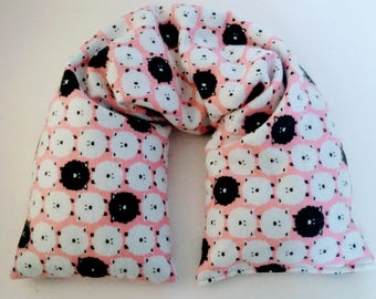 Microwave Neck Wrap with Organic Herbs - Flax seed heating pad - Microwavable Heating Pad - Counting Sheep Print GOTS Organic Cotton flannel