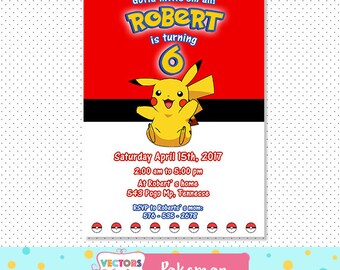 Pokemon Birthday Invitation Pokemon Invitation Pokemon Birthday Card Pokemon Party Pokemon GO Invitation Pikachu Pokeball Invitation