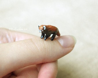 Miniature Red Panda, polymer clay sculpture, Made to order