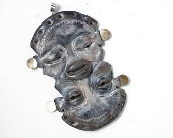 Polymer clay face pendant. The piece for jewelry making. Charm faces. Polymer clay faces.