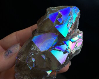 Angel Aura Elestial Smoky Quartz Point Crystal Semi-Polished Smokey