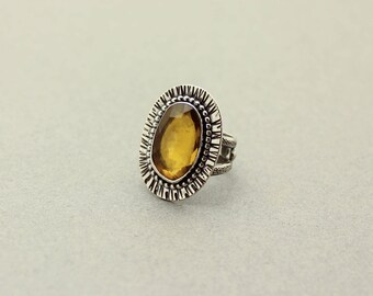 Citrine Ring, Gemstone Ring, Sterling Silver Ring, November Birthstone, Natural Citrine Ring, Statement Ring, Boho Ring, JMK Jewelry, size 7