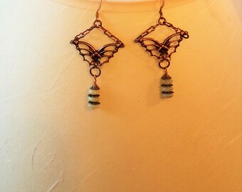 Earrings Light Green New Jade & Copper
