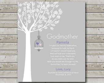 Godmother Gift - Personalized Godmother Print - Gift for Godparents - Gift for Baptism or Communion - Available In Any Color