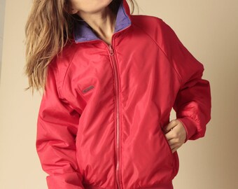 90s COLOR BLOCK neon womens SKI purple & red rain coat columbia Jacket