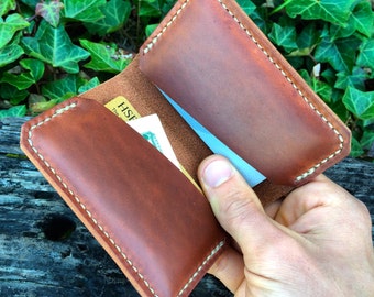 Mens leather wallet / Handmade wallet / Oil tan / Slim Wallet / Personalized / Made in the USA