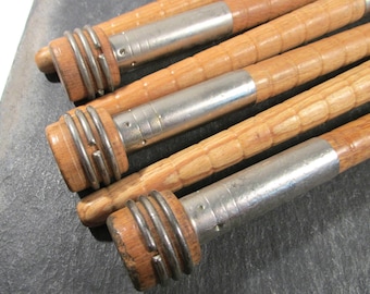 VINTAGE Antique Spools Six (6) Industrial Textile Mill Spindles Bobbins Quills Wooden Spools E.A.Germany Weaving Knitting Display (F219)