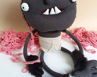 Plush goblin monster soft sculpture funny plushie creature