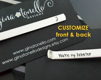 Anniversary Gift Men, Boyfriend Gift, Personalized Tie Bar, Non Engraved Tie Clip Hand Stamped, Tie Clip Personalize, Custom Father Day Gift