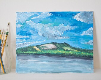 Original acrylic painting / marine painting / water and sky