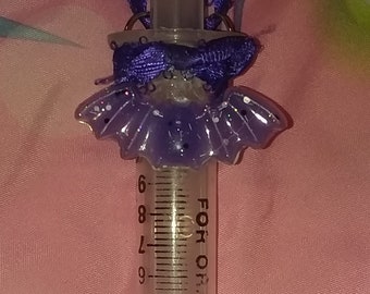 Purple goth syringe necklace