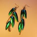 Sale - LOW PRICE earrings - Jewelry Elytra Green Iridescent Beetle Wing TOHO Beads Brass Chain Earrings