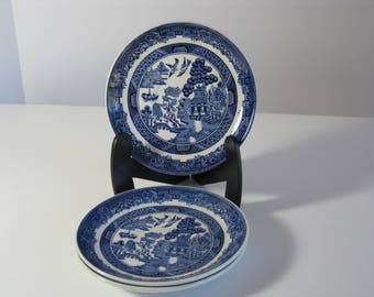 Vintage Blue Willow Earthenware china saucer by Johnson Brothers England