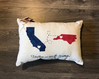State to state (or country) Missing You Pillow
