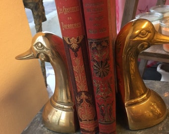 brass duck head bookends