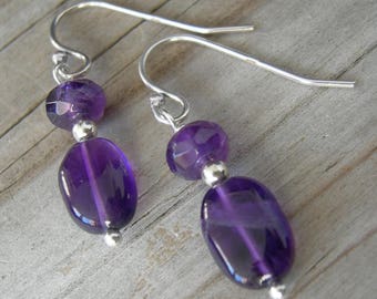 Amethyst Nugget Sterling Earrings February Birthstone