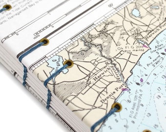 Map Journal - Unlined Journal - Harwich Port Cape Cod Journal, Dennis Port, West Harwich - made from Nautical Charts by Ruth Bleakley