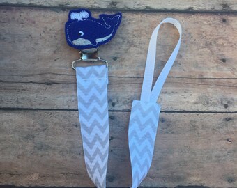 Whale Pacifier Clip - Whale Paci Clip - Whale Pacifier Holder - Paci Clip - Boy Pacifier Clip - Baby Pacifier Clip - baby boy paci clip