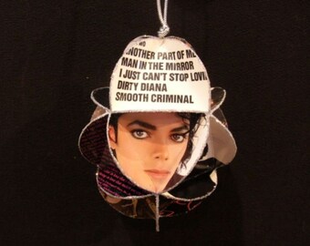 Michael Jackson Album Cover Ornament Made From Repurposed Record Jackets