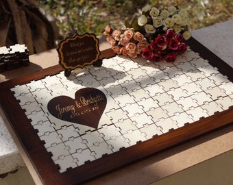 Wedding guest book alternative Wood Puzzle guest book sign, Rustic wedding sign, Wedding Puzzle guestbook, Personalized guest book for wed