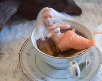 Hand Sculpted Goldfish Teacup Mermaid