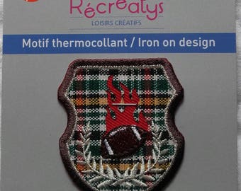Coat of arms Crest Sport RUGBY & LAURELS-fusible L.4.5cm - 5.2 cm H