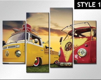 Classic Volkswagen VW van 4 panel Canvas