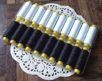 10 pieces - Black or White high quality sewing thread, dressmaking thread (270 yds each spool)