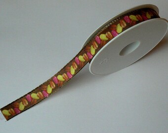 Ribbon macaroons chocolate brown background No. 2 in 15 mm