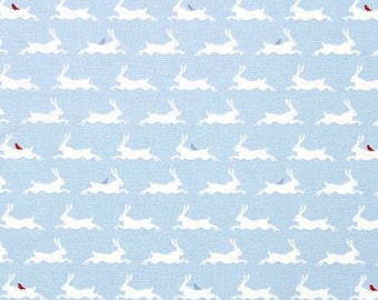 Blue Hares with Robins from Gutermann Fabrics Ring O Roses Collection