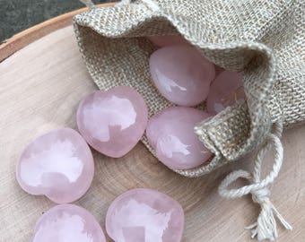 Rose Quartz heart pocket stones, genuine rose quartz, polished rose quartz hearts, heart chakra, love,