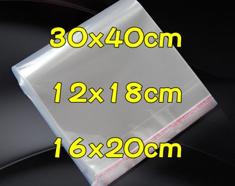 100pcs LARGE Cello Bag Resealable Clear Packaging Self Sealing Inches Transparent plastic Reclosable 30 x 40cm 12 18 16 20 4 5 6 7 8 9 10 11