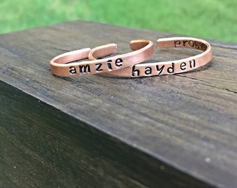 Handstamped baby bangle- Baby bracelet- Personalized baby jewelry- Baby girl bracelet- Toddler jewelry- Flower girl gift-Identity bracelet