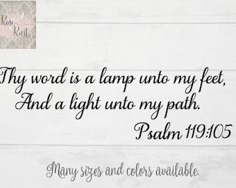 Bible Verse Decal, Psalm 119, Thy Word is a Lamp Unto my Feet, and a Light Unto my Path, Bible Verse Decor, Spiritual Decal, Religious Decal