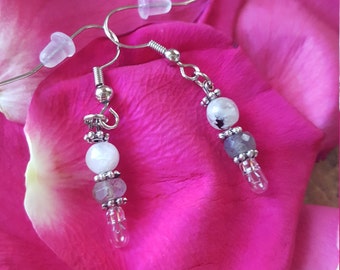Light Bulb, Labradorite and Moonstone Earrings