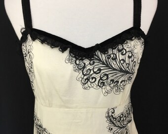 Pretty 50's Inspired Feather Print Dress
