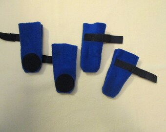 Fleece booties,multiple sizes, need exact measurements, canvas patch,multiple colors, firm closure,created in Duluth,Minnesota