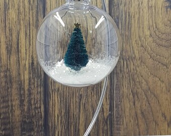 Christmas Bulb Ornament Snowy Tree