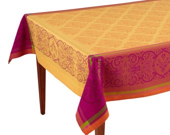 Valbonne Jaune/Orange French Jacquard Tablecloth