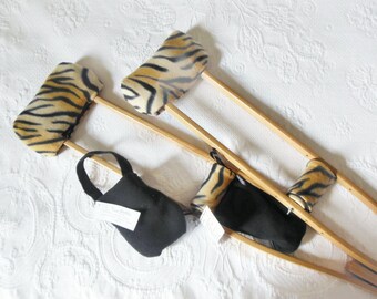 Crutch Pad Covers | Tiger Fleece | Hand Grip | Crutch Tote | Toe Bootie Cast Sock | Washable Crutch Pads | Really Stops Arm Pit Pain!