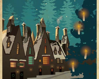 Harry Potter Hogsmeade Village Travel Poster Wall Mural