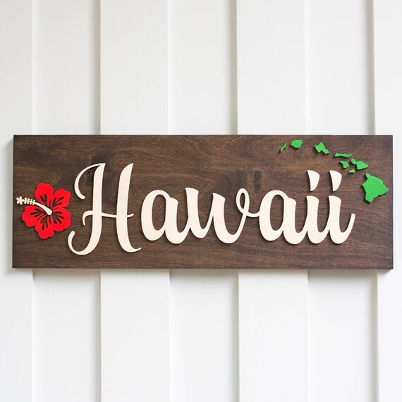 Hawaii Sign Hawaii Hawaiian Islands Rustic Sign Wood