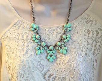 Mint Green Crystal Sparkle Chandelier Statement Necklace More Colors