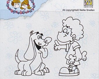 Stamp clear Nellie Snellen, boy and his dog, Fetch the bone, Scrapbooking, Cardmaking, crafting