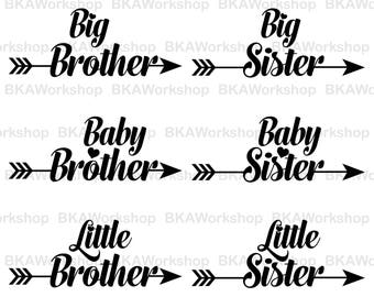 Big brother, Sister svg - Baby brother, sister svg - Little brother, sister digital clipart for Design or more, files download svg, png, dxf