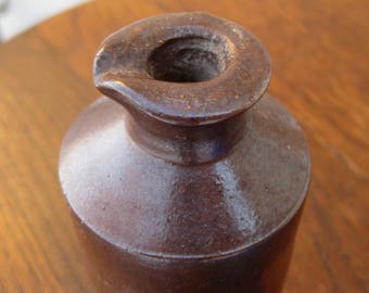 1800s Stoneware Ink Bottle Antique 19th Century From Estate